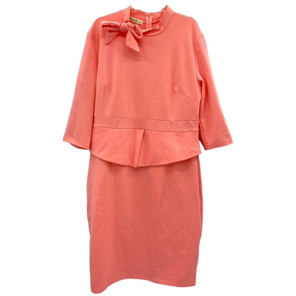 Moyabo womens 3/4 sleeve midi knee Pink dress. Sz XL.‎ NWT plus size stretch